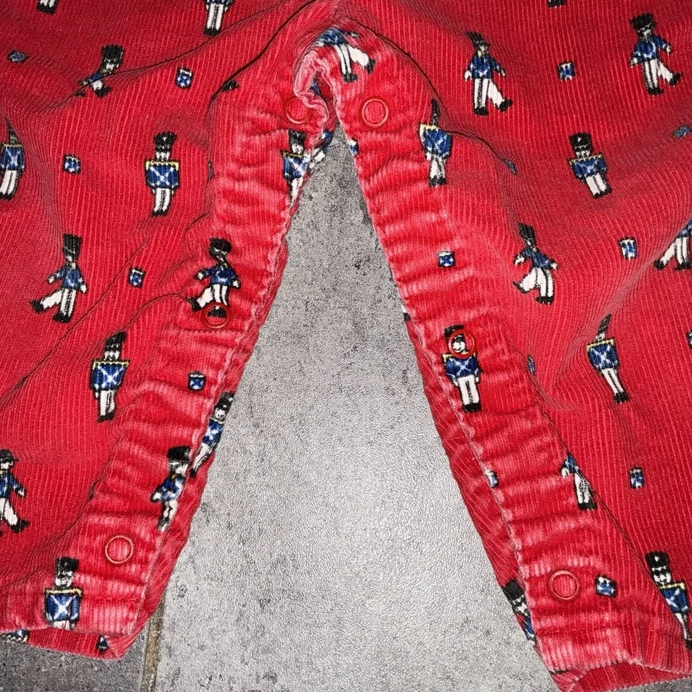 Vintage 24 months‎ Oshkosh Vestbak Red Corduroy Christmas Toy Soldiers Overalls