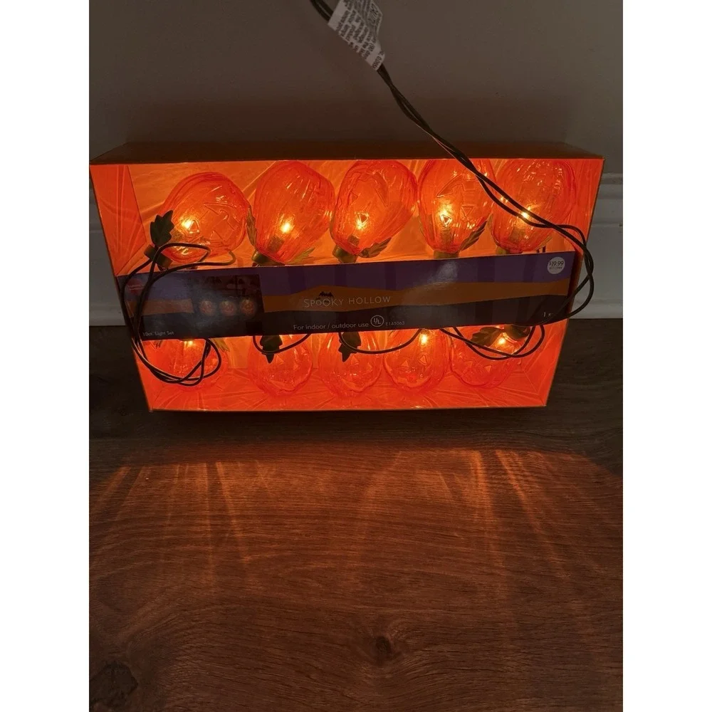 VINTAGE Halloween SPOOKY HOLLOW 10 CT Pumpkin JOL Light Set‎ 2006 Works Jo-Ann's