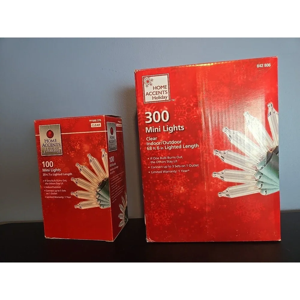Home‎ Accents Holiday Christmas 300 & 100 count Mini Lights Clear