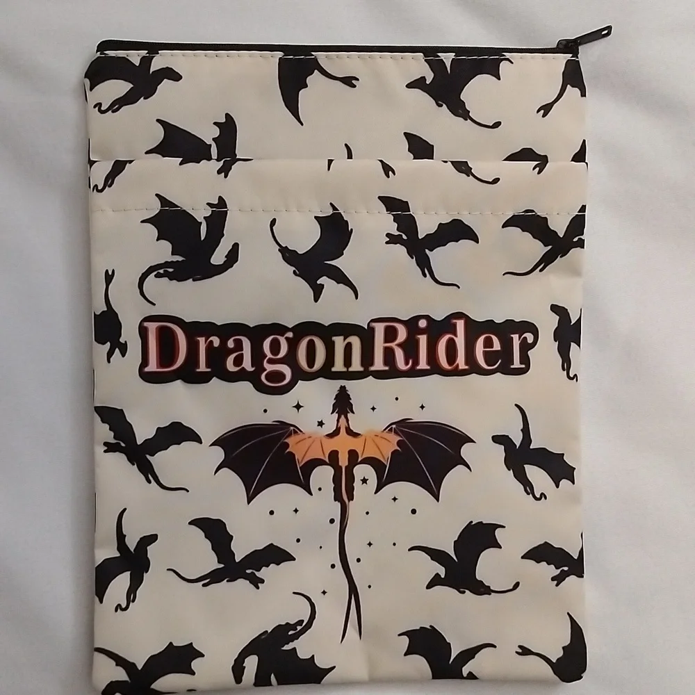 Dragon Rider Book Sleeve Zip Up Book Cover Sleeve Protector Water Resistant NEW