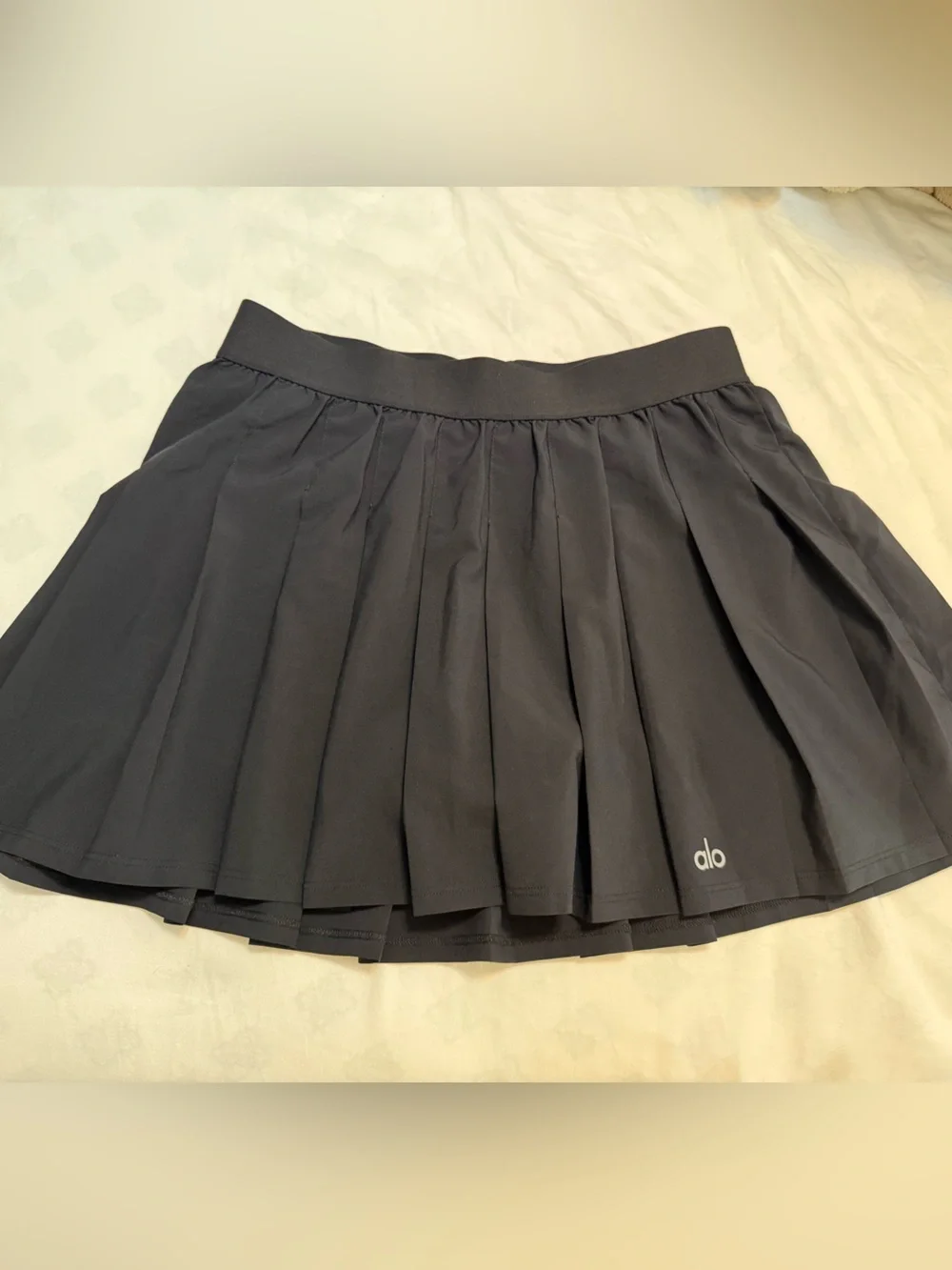 ALO Yoga Black Pleated Skater Skirt