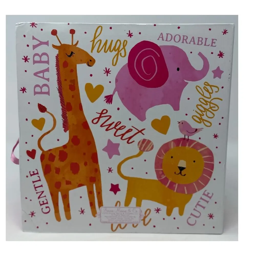 Baby Girl My First Keepsake Box‎ Orange Giraffe Pink Elephant Nine Compartments