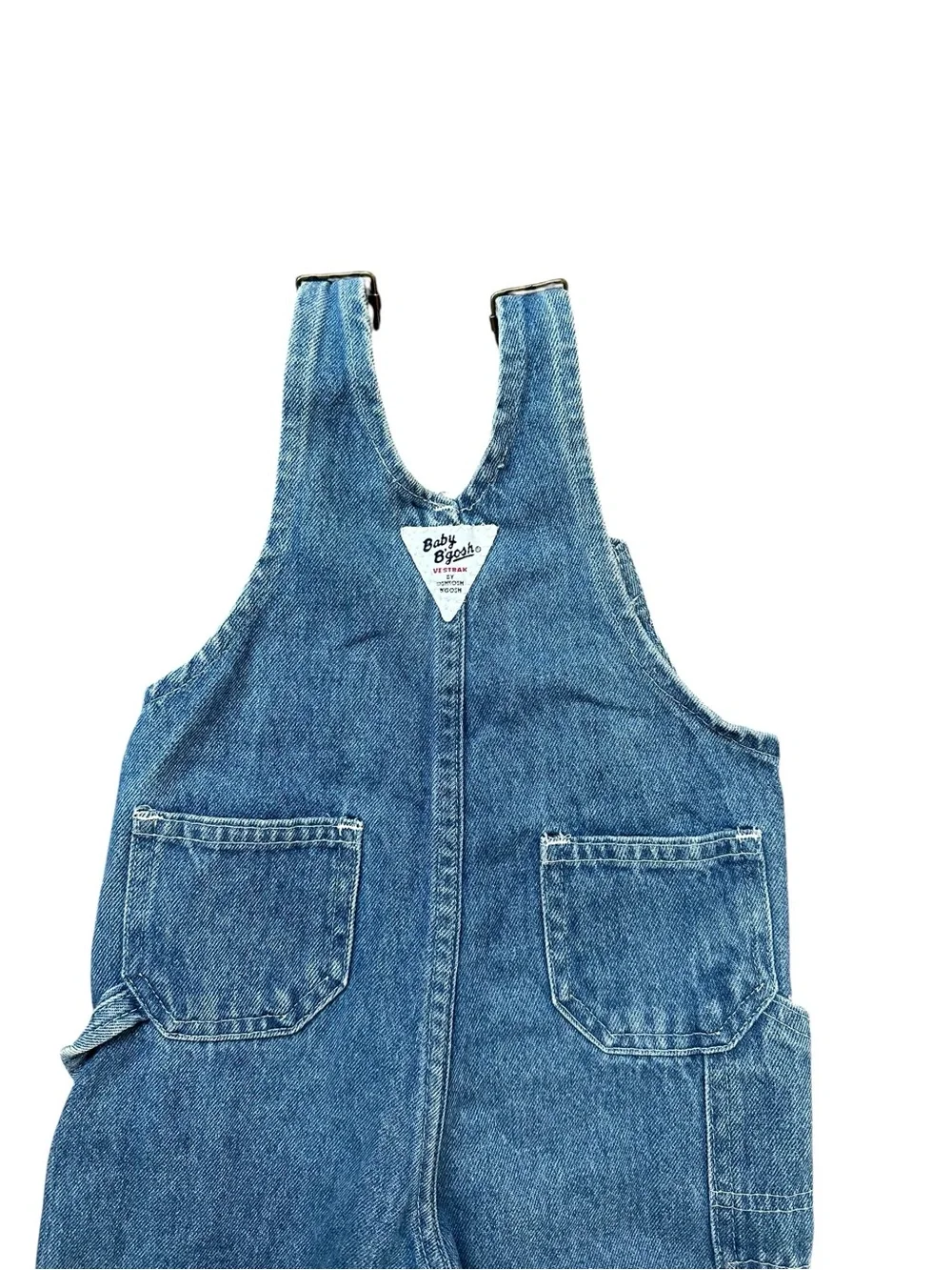 Vintage Kids Unisex Oshkosh B’Gosh Faded Denim Vestbak Overalls Size 18 Months