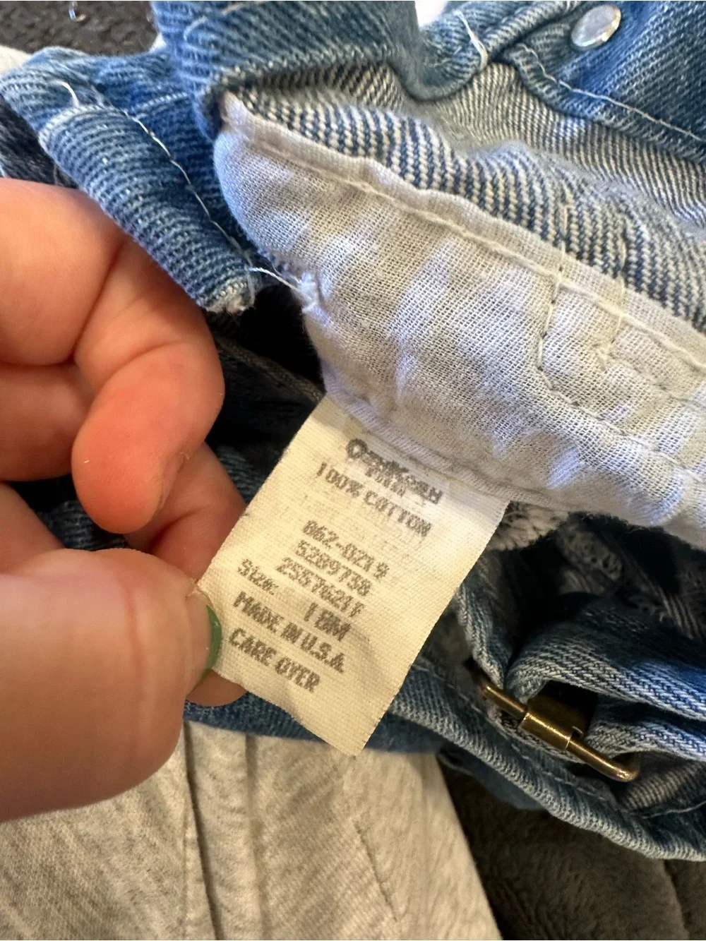 Vintage Kids Unisex Oshkosh B’Gosh Faded Denim Vestbak Overalls Size 18 Months