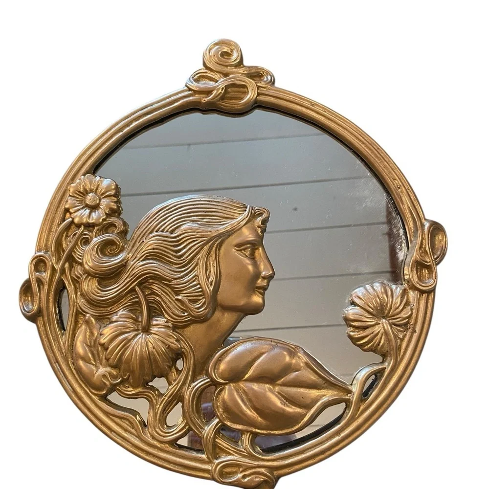 Antique / Vintage French Art Nouveau/Art Deco Lady Maiden Mirror 20s -30s