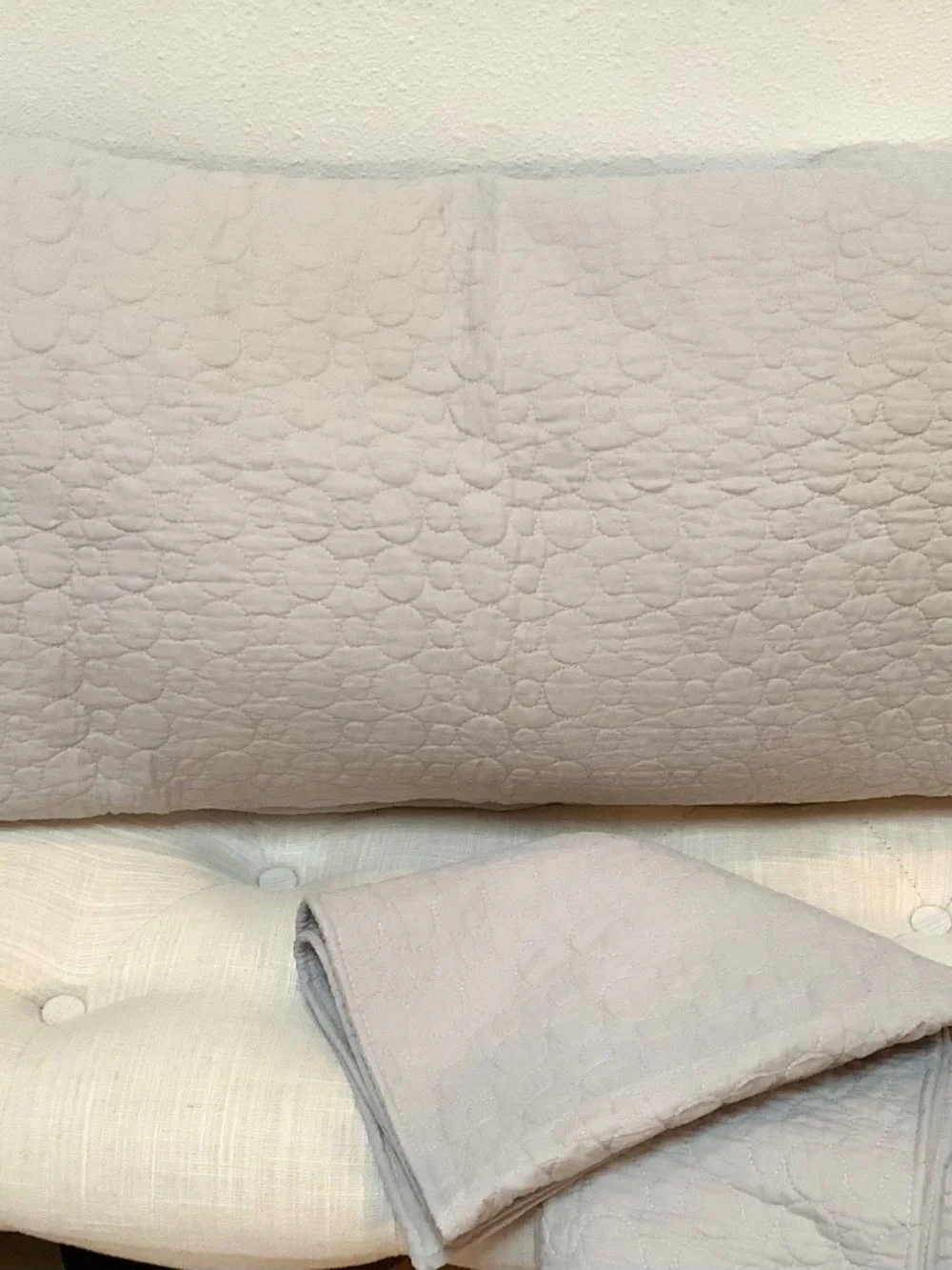 Taupe Quilted King Pillow Covers (2) Neutral Quilted Circle-Pattern