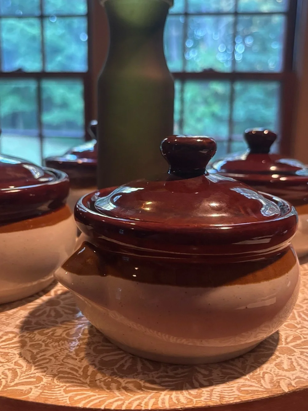 Stoneware crock set made in Taiwan vintage