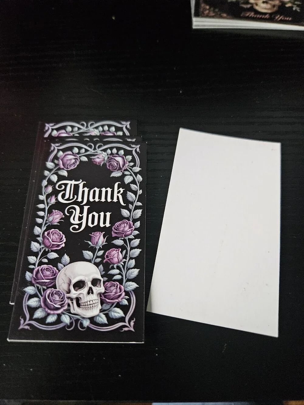 Skull And Purple Rose Thank You Cards