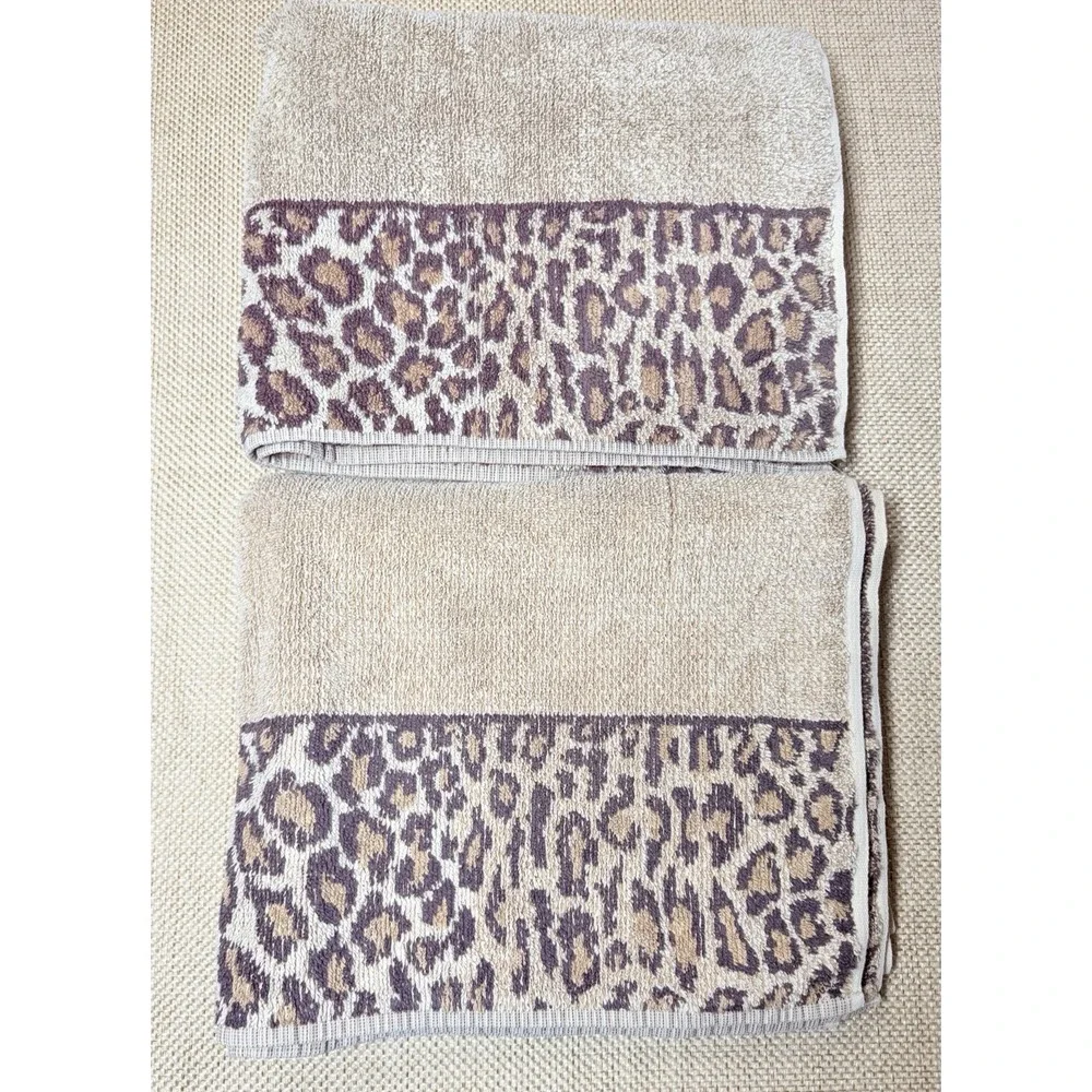 Ralph Lauren Leopard Bath Towel Lot‎ Cheetah Aragon Animal Print Safari
