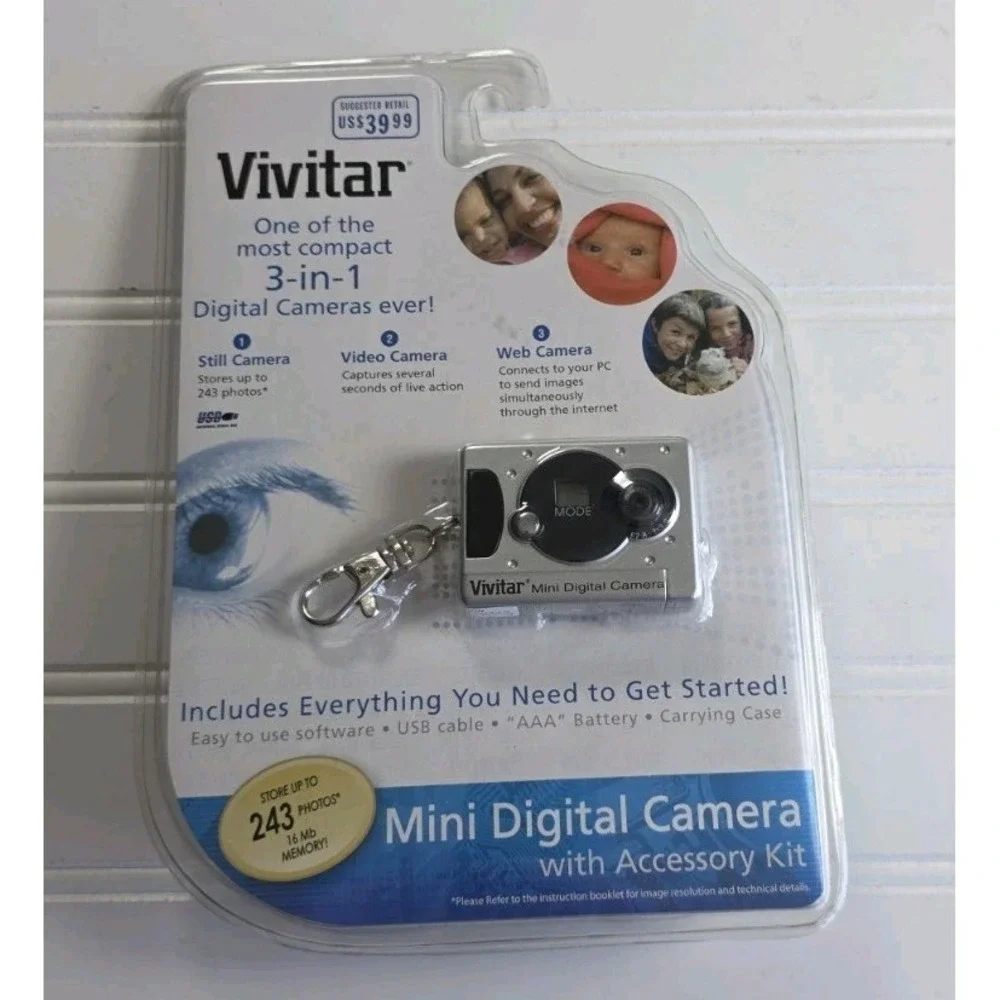 New Vivitar 3-in-1‎ Mini Digital Camera w WEB Cam Capability & Accessory Kit