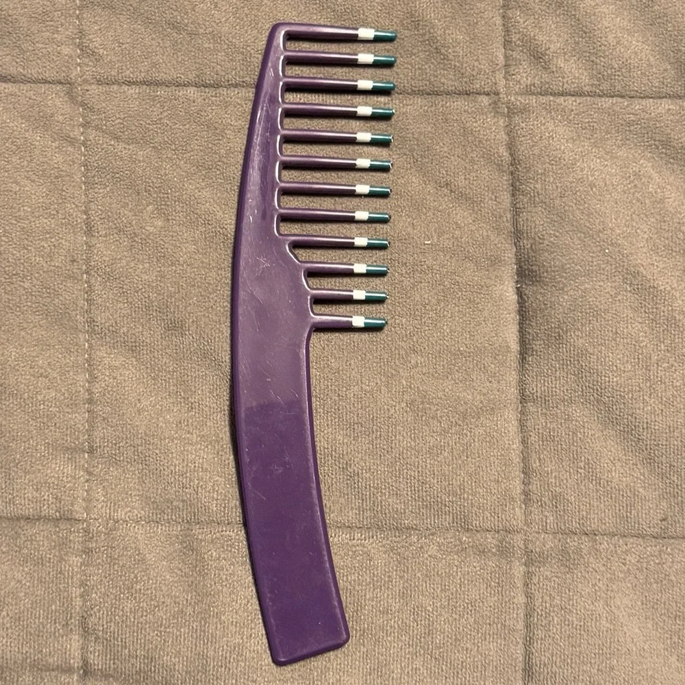 Vintage‎ Mebco Double Dip Wide Tooth Detangler Comb for Men & Women Purple Teal