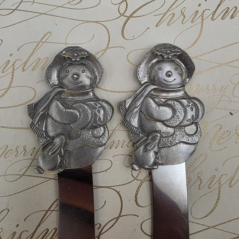Santa Sheffield England Cheese Butter‎ Appetizer Spreader Knife Set Christmas 5