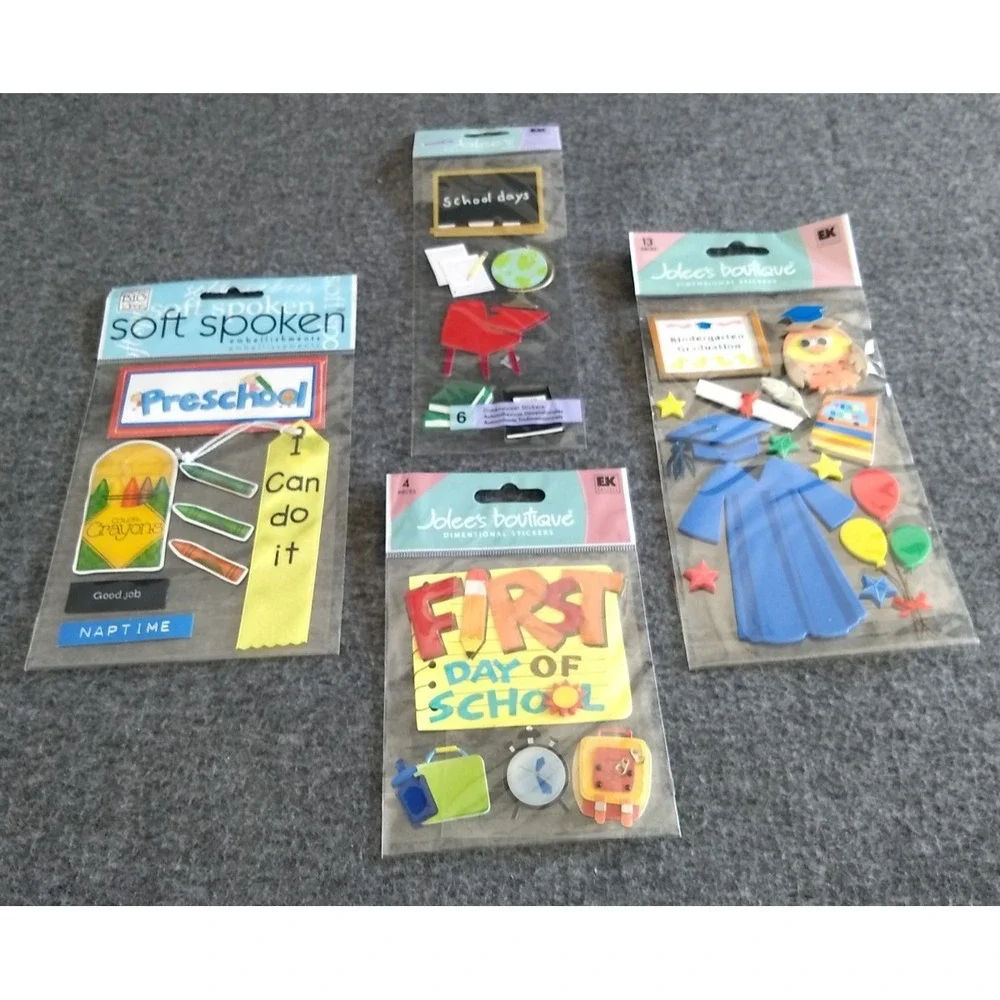 Jolee's‎ Boutique Scrapbooking Dimensional Stickers Lot of 4 School 1st Day NEW
