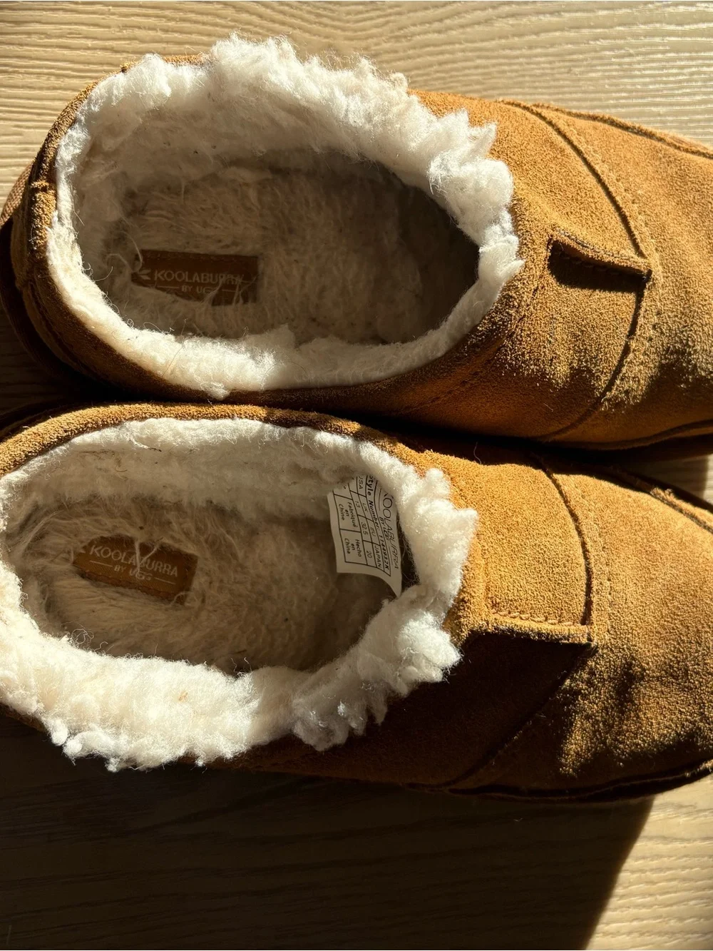 Koolaburra Comfy Kids Chestnut Brown Suede Faux-Shearling Slip-On Slipper