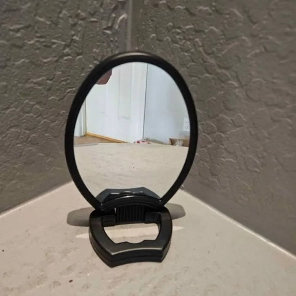 Black Foldable Handheld Tabletop Mirror