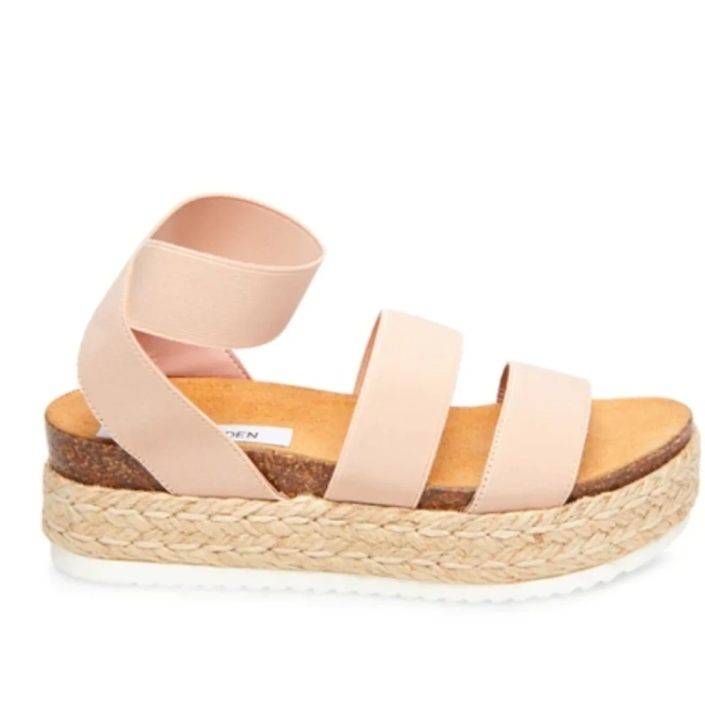 Madden Girl (Size 8) Blush Pink Open Toe Espadrille Platform Strappy Sandals