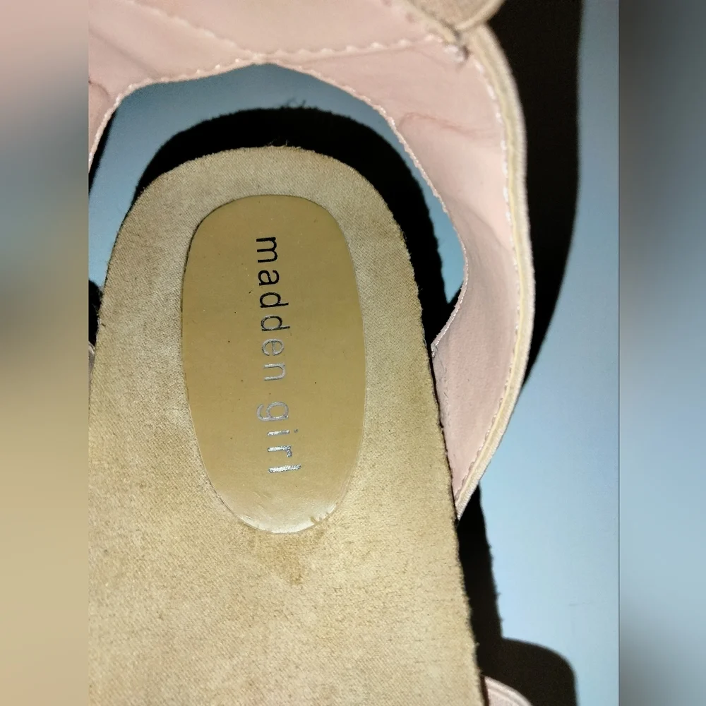 Madden Girl (Size 8) Blush Pink Open Toe Espadrille Platform Strappy Sandals