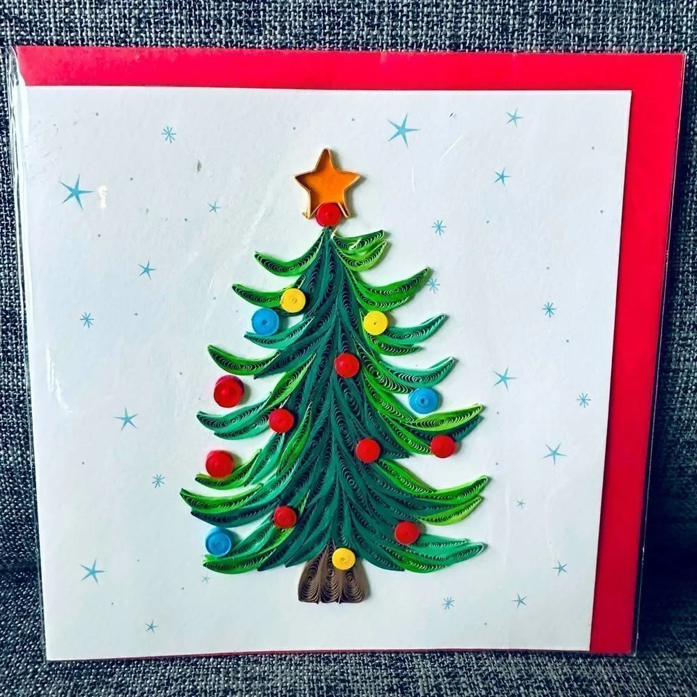 Christmas Tree Holiday Quill Card Greeting Card