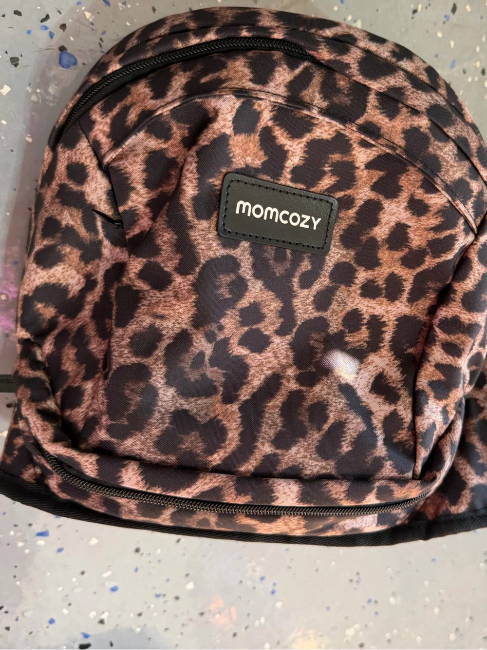 Momcozy Leopard Print Brown Baby Bag — Stylish Hands-Free Organizer