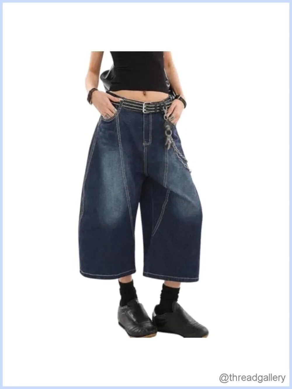 Baggy Jean Shorts for Women Y2K Denim Long Jorts Loose Fit