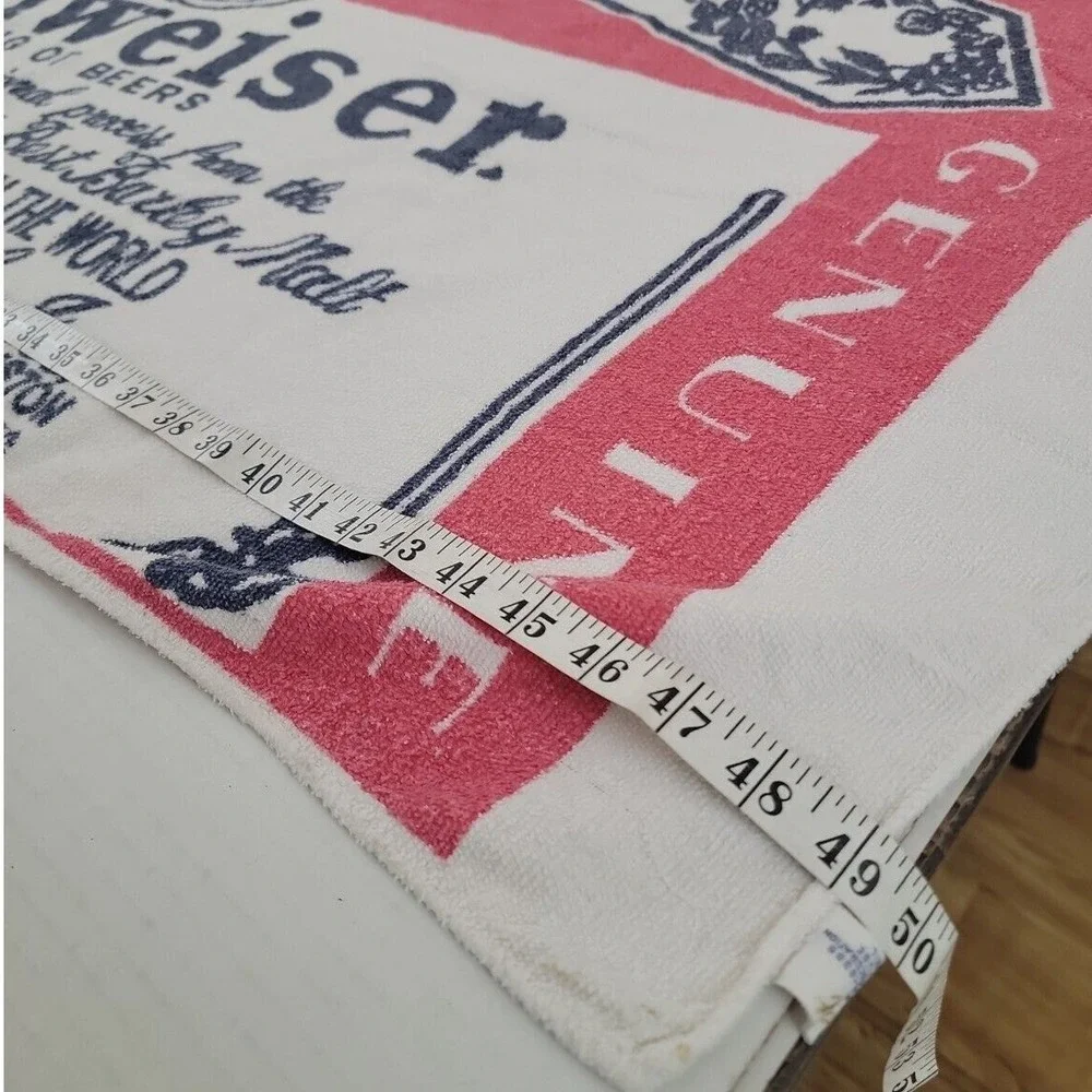 Vintage Budweiser Bottle Label Beach Towel Retro Beer Logo 49x26 Cotton Brazil