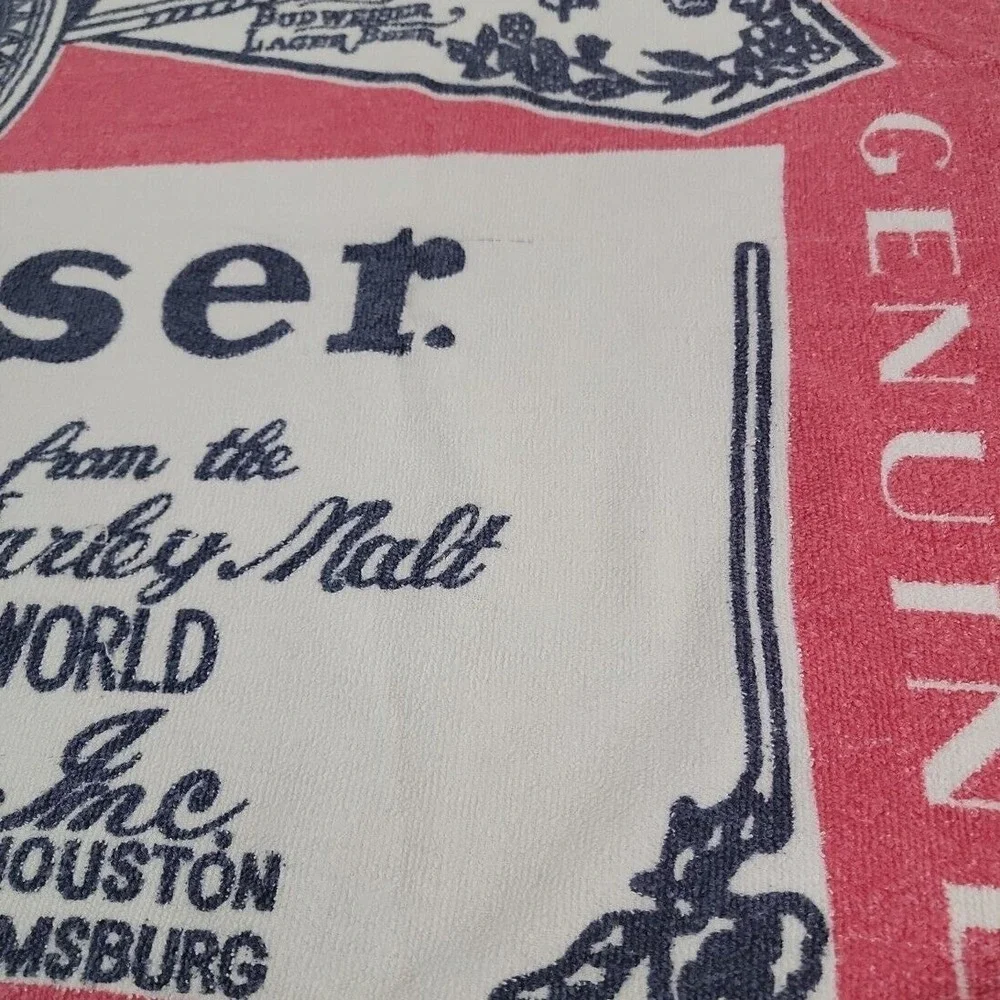 Vintage Budweiser Bottle Label Beach Towel Retro Beer Logo 49x26 Cotton Brazil