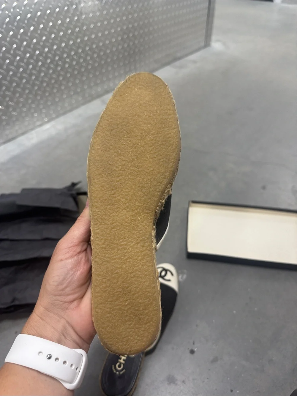CHANEL espadrille slides