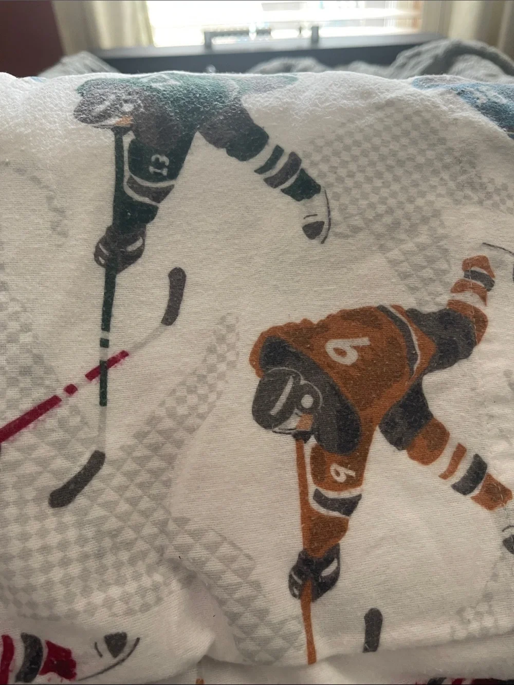 Pottery Barn Kids “Lodge Ice Hockey” Flannel Sheets Set Full Size
