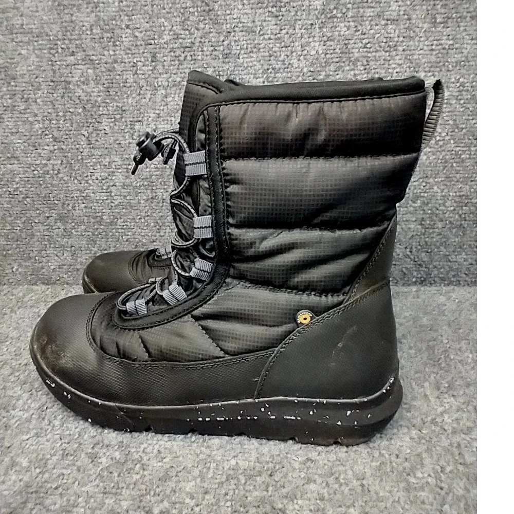 Bogs Skyline Snow Boots Kids Size 4 Black Waterproof Insulated Winter 73220K-001