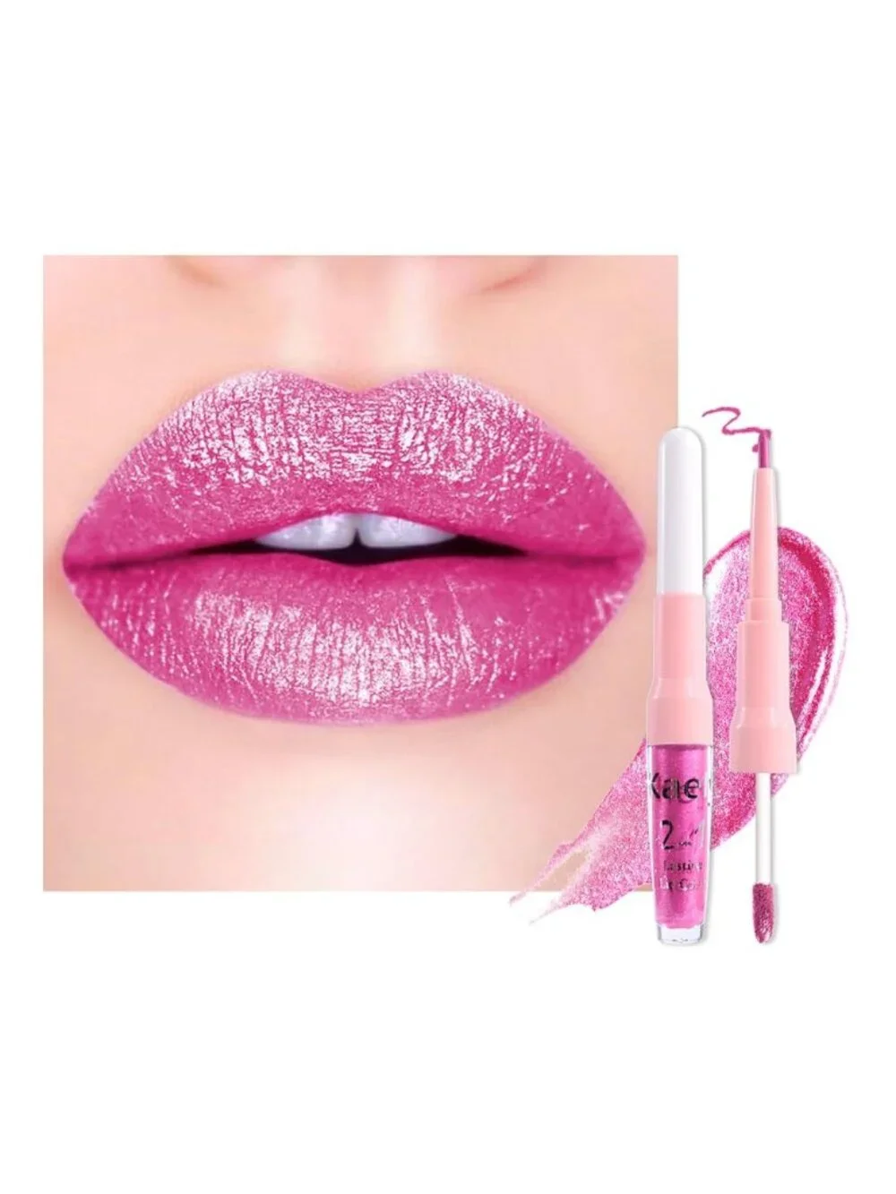 Womens 07# Hot Pink-Metallic Glitter Liquid Lipstick lippies Lip Gloss