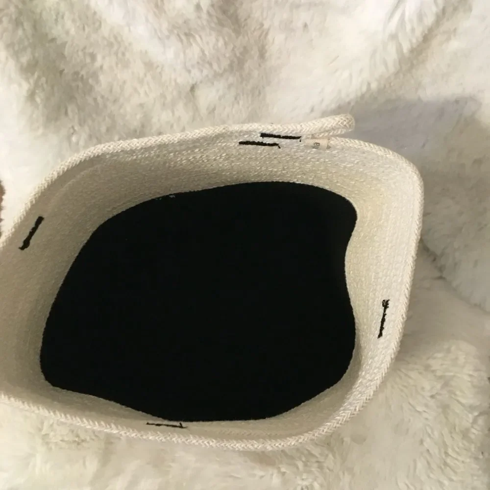 NEW Mia Mélange Handcrafted Foldable Cotton Basket Black Offwhite