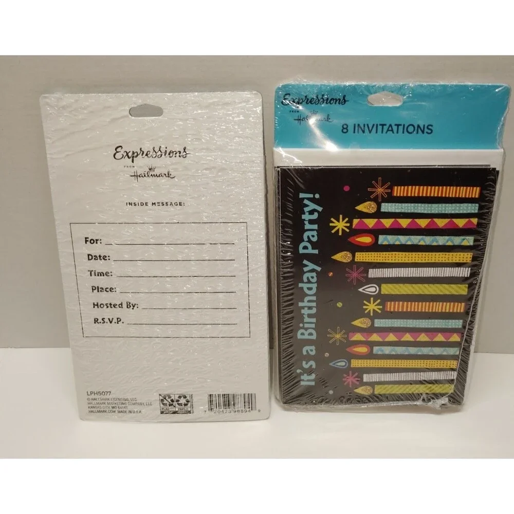 Hallmark Birthday Party Invitations ~ Candle Print ~ 2 Packs, 6ct (12 Total) NEW