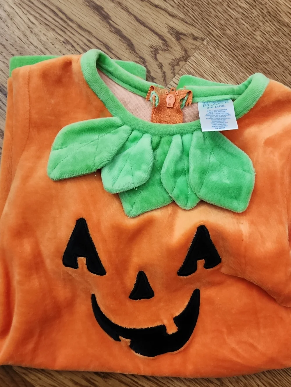 The Children's Place Infant Orange Velour Pumpkin Costume Set 3-6 Months