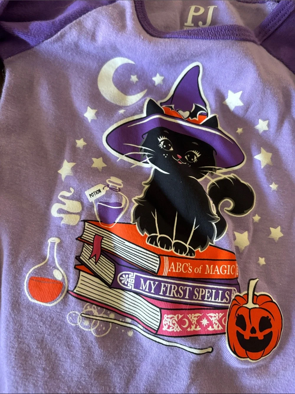 The Children’s Place Purple Halloween Witch Cat Kids Pajama Set