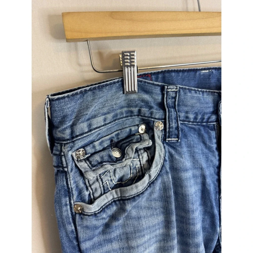True Religion World Tour Section Straight Flap Jeans‎ Blue Denim Size 34X32