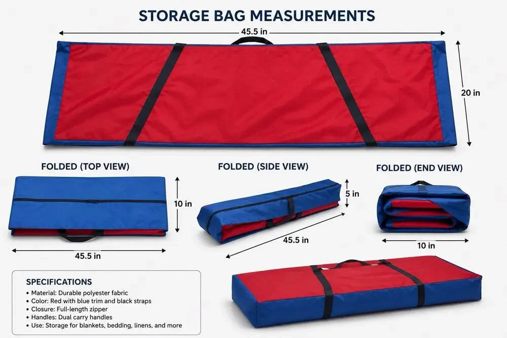 Large Heavy Duty Zippered Storage Carry‎ Bag Red Blue 45