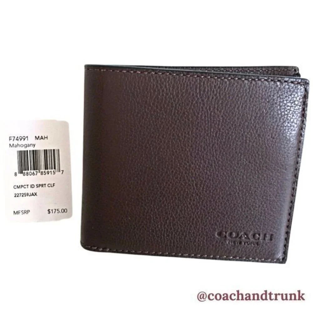 COACH Leather 3 in‎ 1 Wallet Compact Mahogany NWT