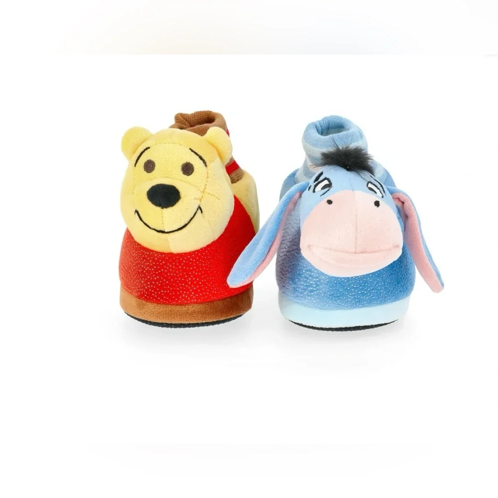 NWT Disney Winnie the Pooh & Eeyore Toddler Slippers Size 9/10 Plush Cozy Cute‎