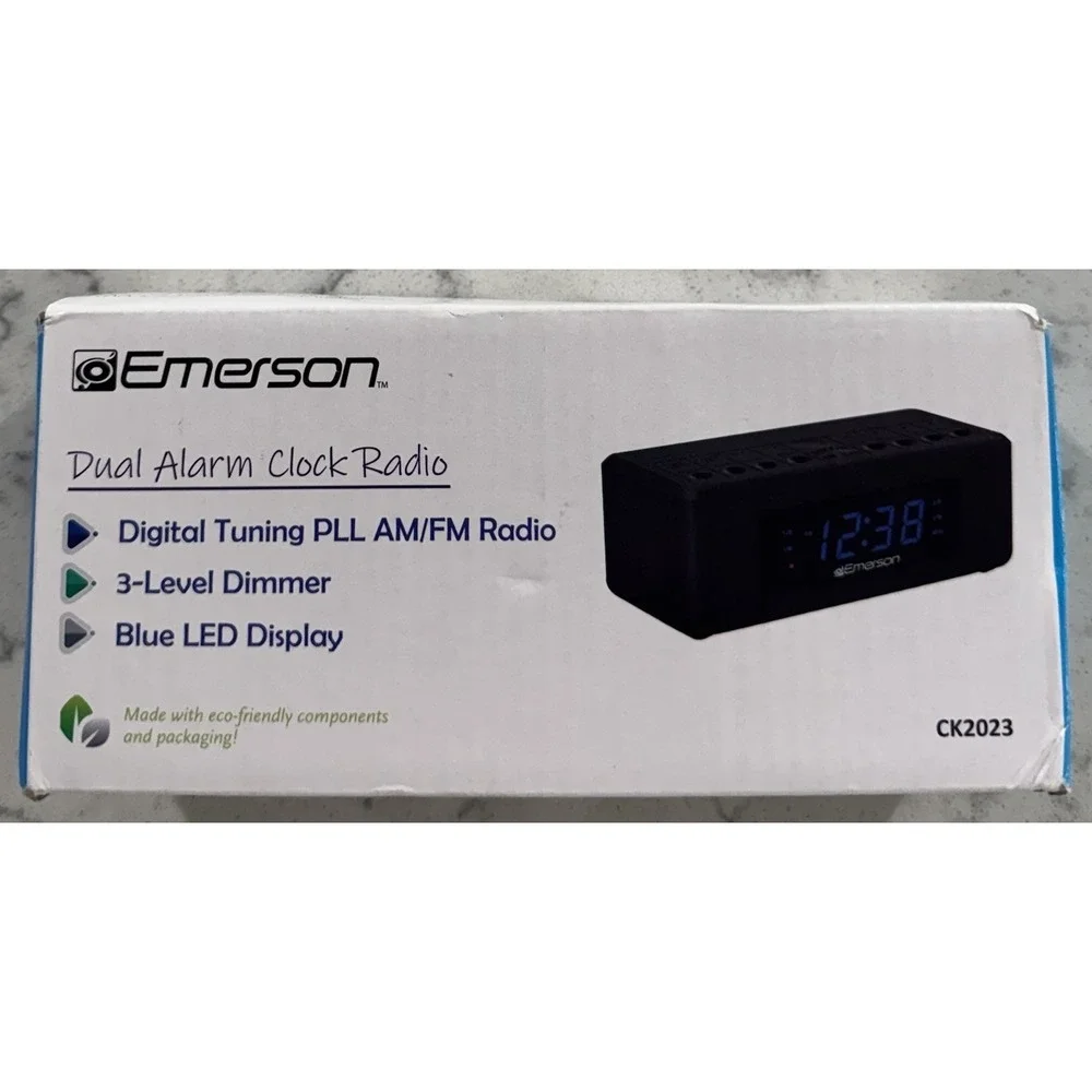Emerson CK2023 Dual Alarm Clock Radio Black Digital‎ AM/FM Tuning LED Display