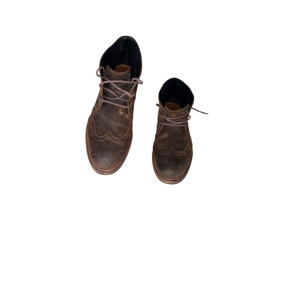 Trask Mens Brown Suede Wingtip Chukka Boots Lace Up Brogue Size 10M