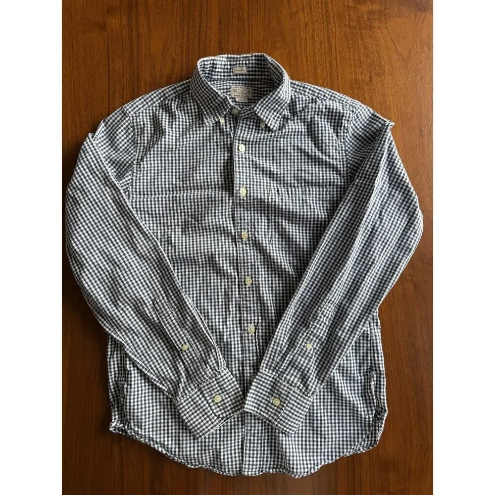J.Crew Men's Slim Fit Blue Gingham Button-Down Shirt - Size S