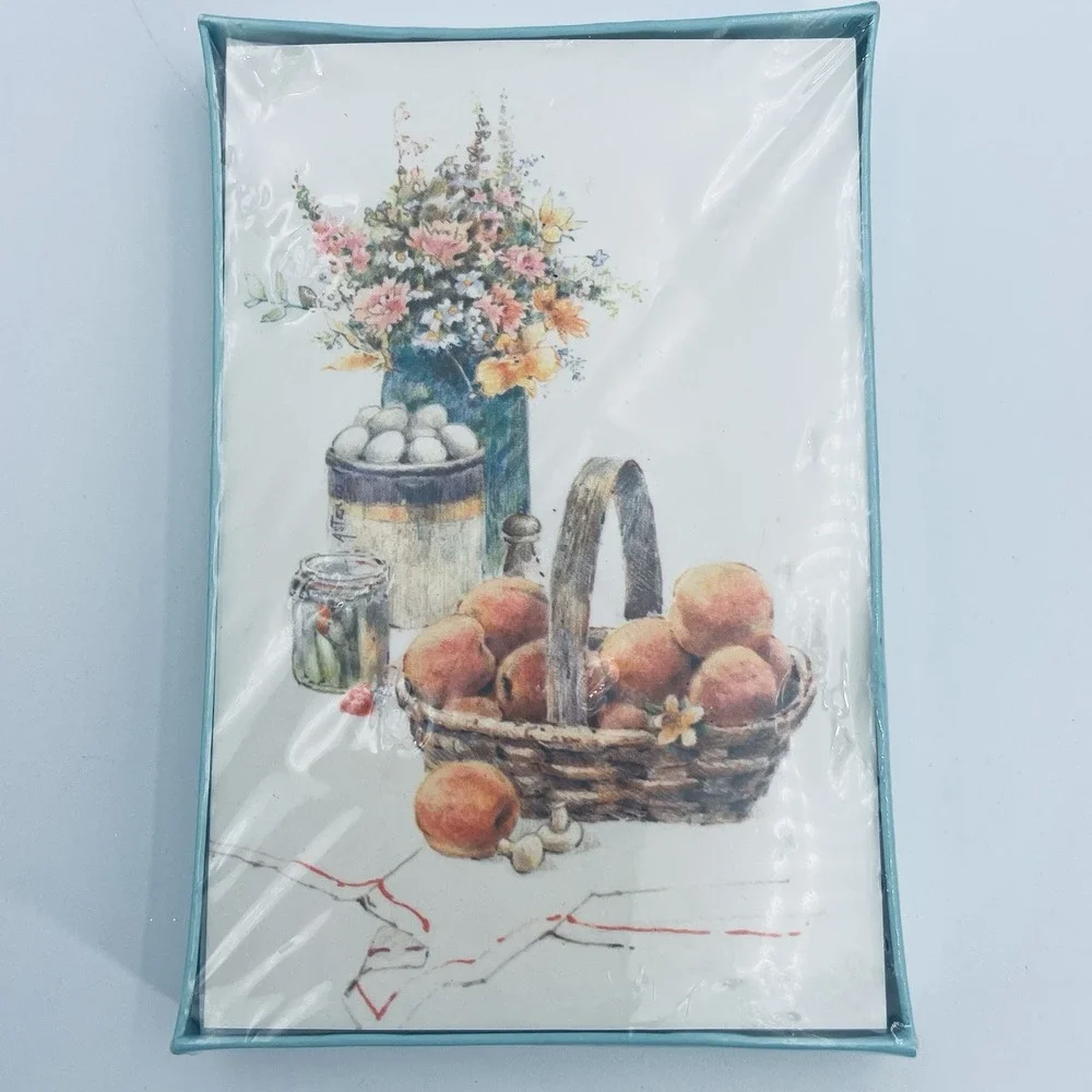 Hallmark Farmhouse Floral Fruit Pattern 8 Note Cards &‎ Envelopes Vintage New
