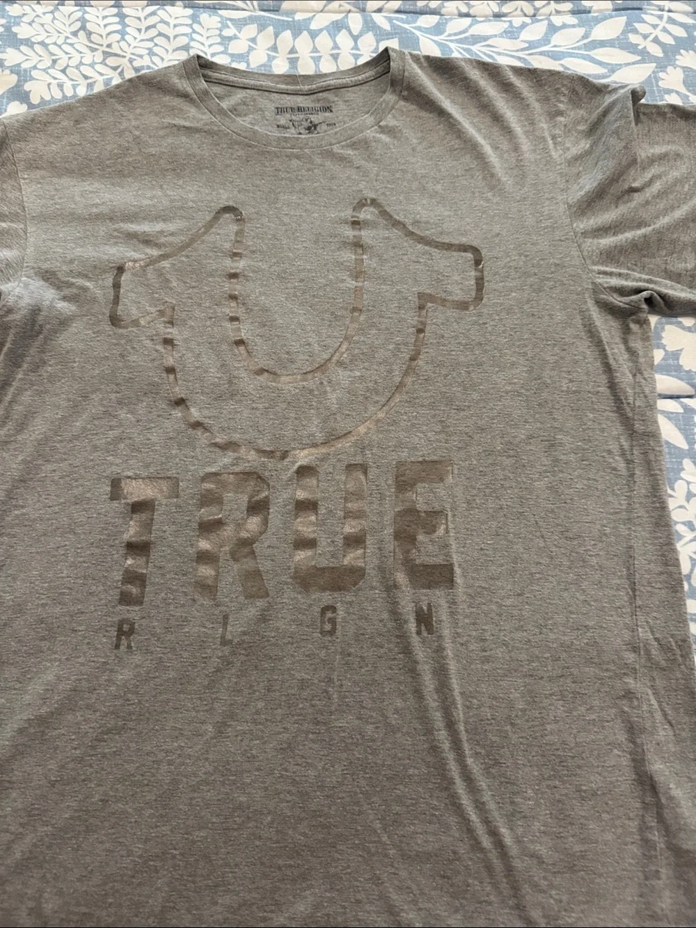 True Religion Gray Short-Sleeve Logo Crew Tee