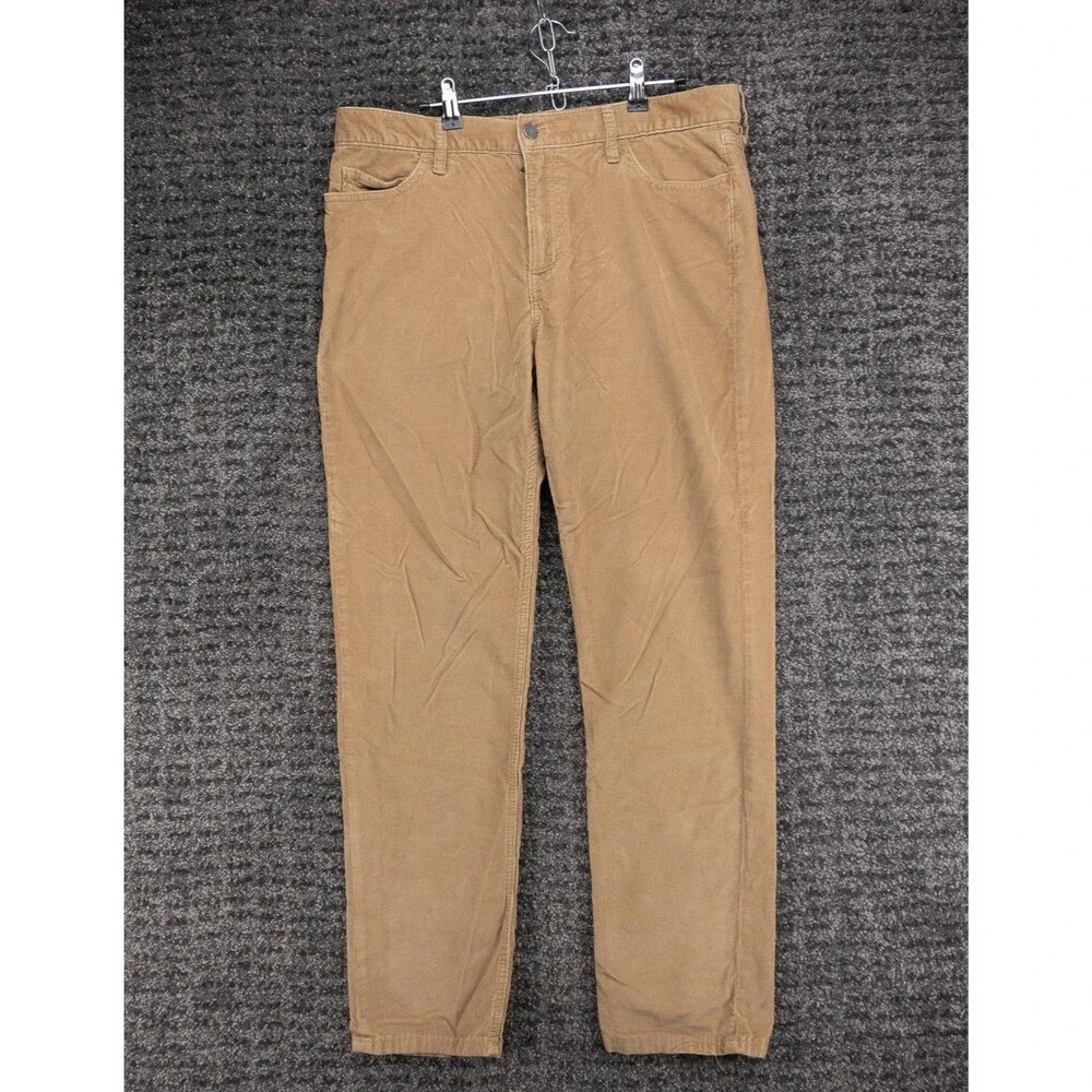 J Crew Pants Mens 34x30 Actual 35x30 Brown Slim Fit Traveler Stretch Corduroy