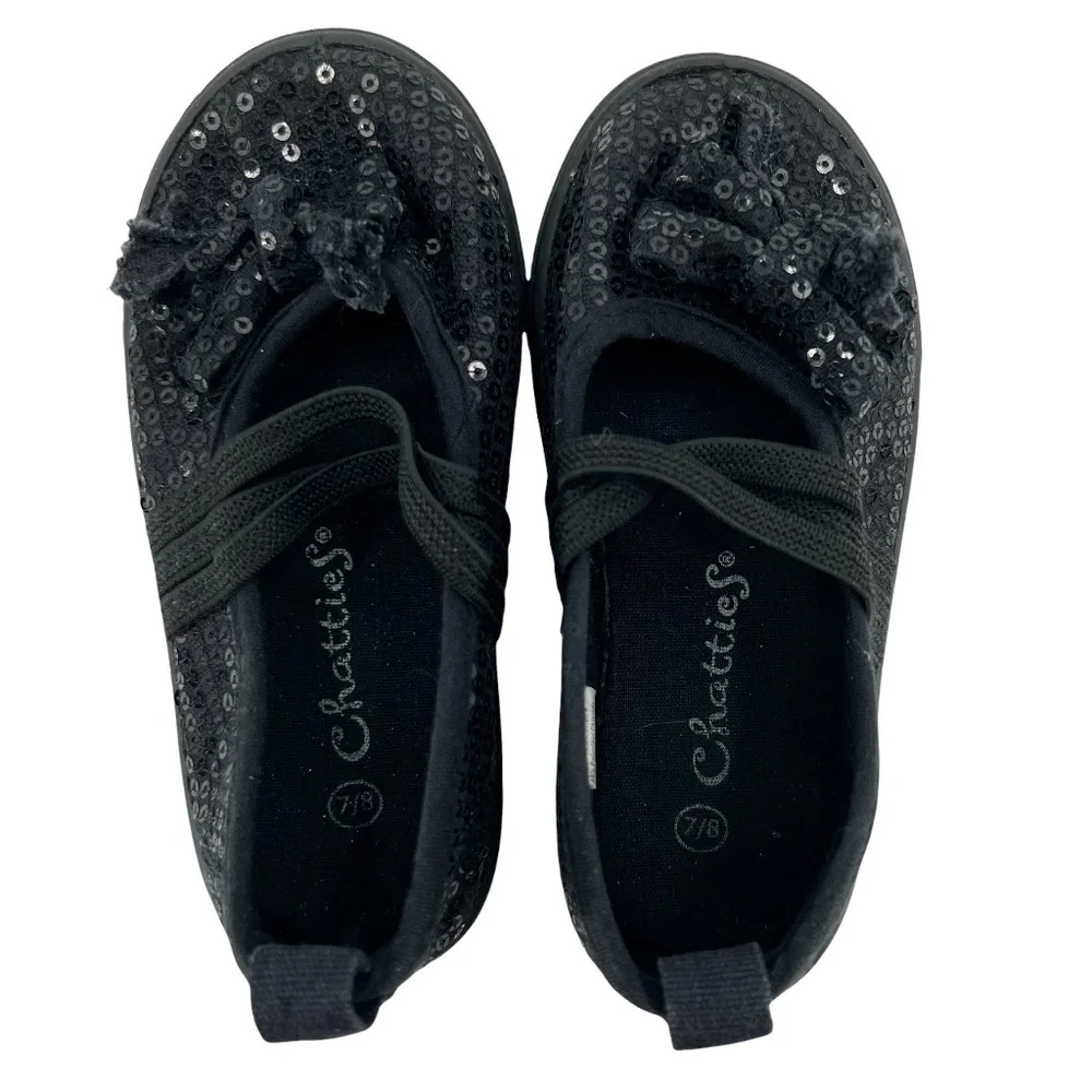 Chatties Black Sequin Shimmer Ballet Flats Size 7/8 Toddler Girl’s