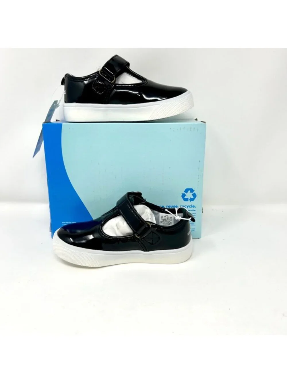 Stride Rite 360 Gia Black Patent Leather Mary Jane Flats Girls 7M Floral Buckle