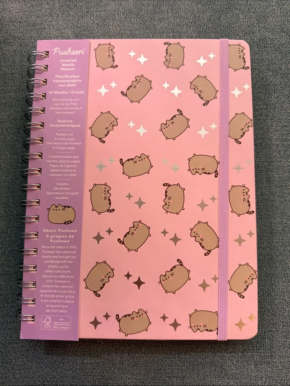Pusheen Cat Pink Spiral Undated Weekly Planner