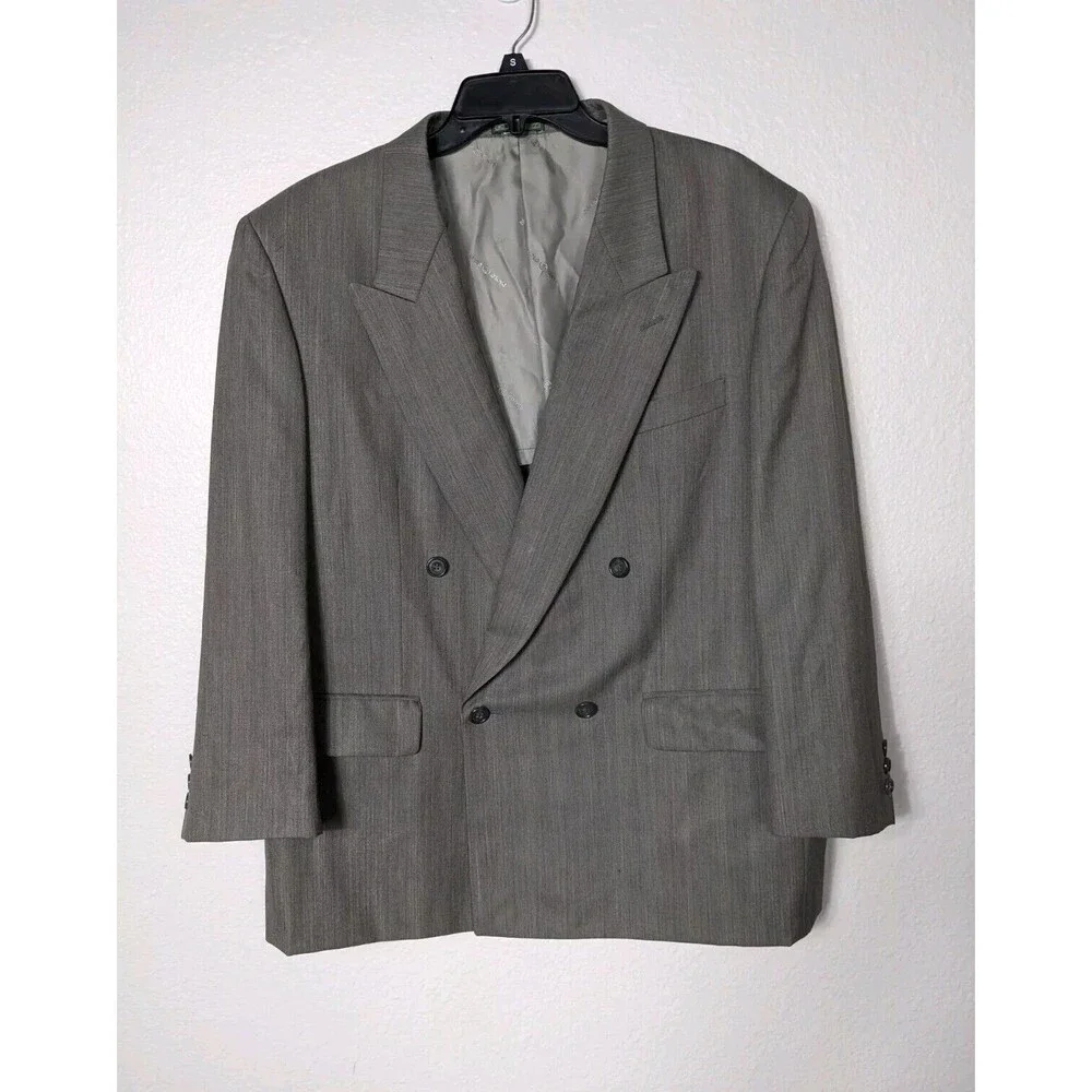 Paolo Gucci‎ Men Sz 46 R Vintage Navy Striped Front Pockets New Wool Blazer 338
