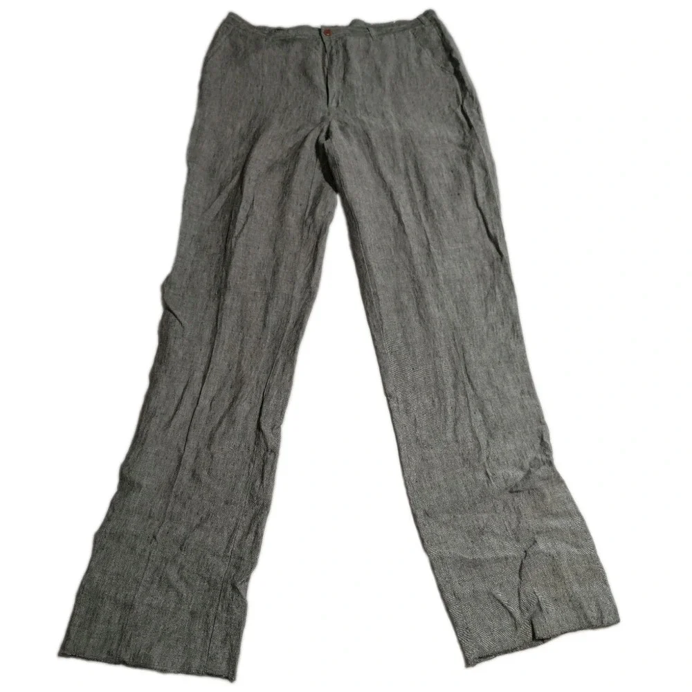 Orvis Walking Pants Mens 38 Gray 100% Linen NWT Unhemmed Dress Trousers