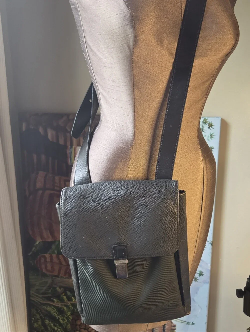 Louis Vuitton Messenger Bag From the 2003 CollectionBlack Taiga Leather